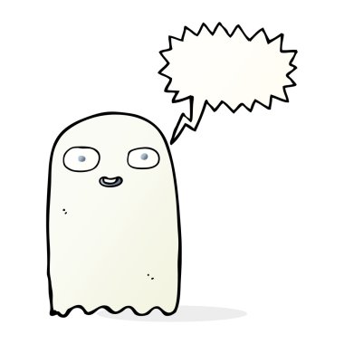 Düşünce baloncuklu komik bir hayalet.