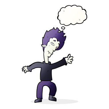 Düşünce baloncuklu cadılar bayramı vampiri çizgi filmi