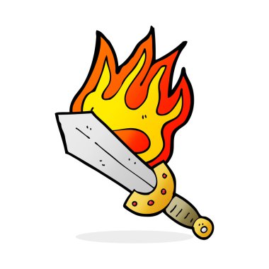 karikatür flaming kılıç