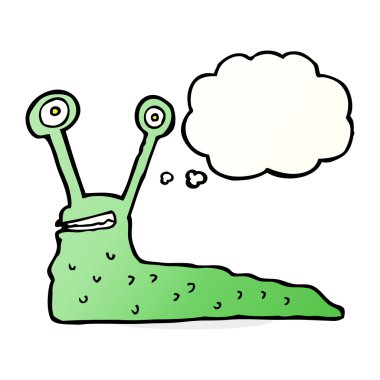 Düşünce baloncuklu çizgi film sümüklüböceği