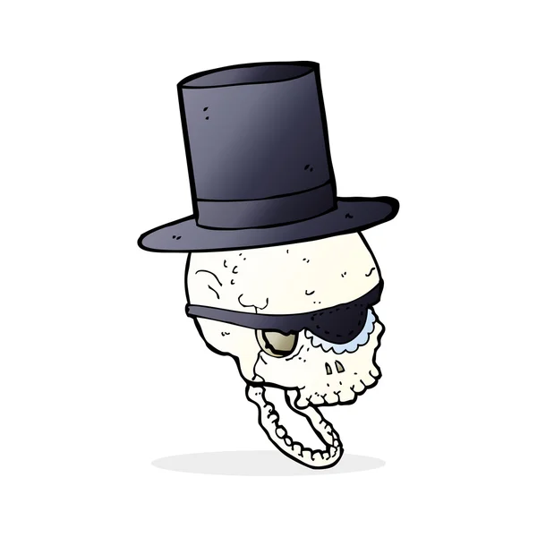 Cartoon schedel in top hat — Stockvector