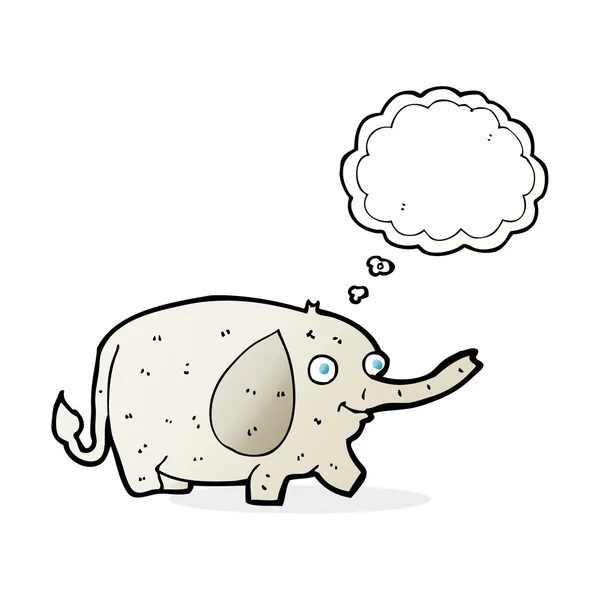 Cartoon grappig kleine olifant met gedachte zeepbel — Stockvector