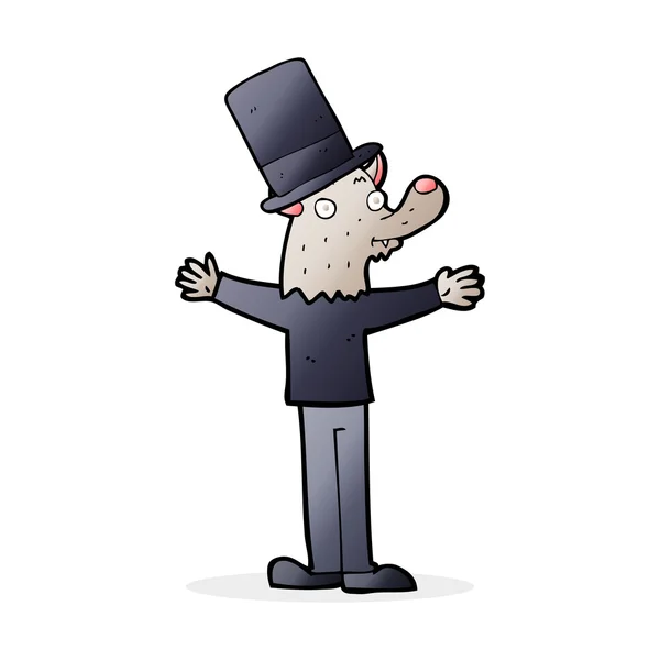 Cartoon werewolf in top hat — Stock Vector