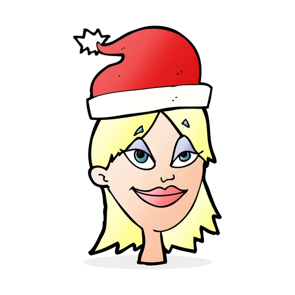 Γελοιογραφία γυναίκα έτοιμη για τα Χριστούγεννα — Διανυσματικό Αρχείο