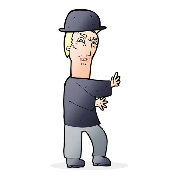 漫画男身に着けている山高帽 — ストックベクタ