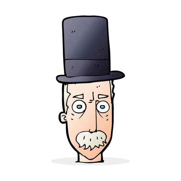 Uomo cartone animato indossa cappello a cilindro — Vettoriale Stock