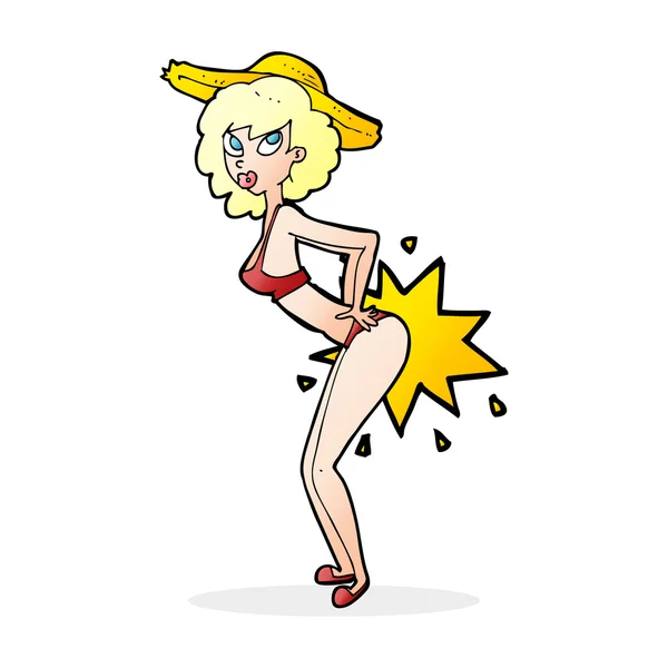 Cartoon Bikini Pin Up Frau — Stockvektor