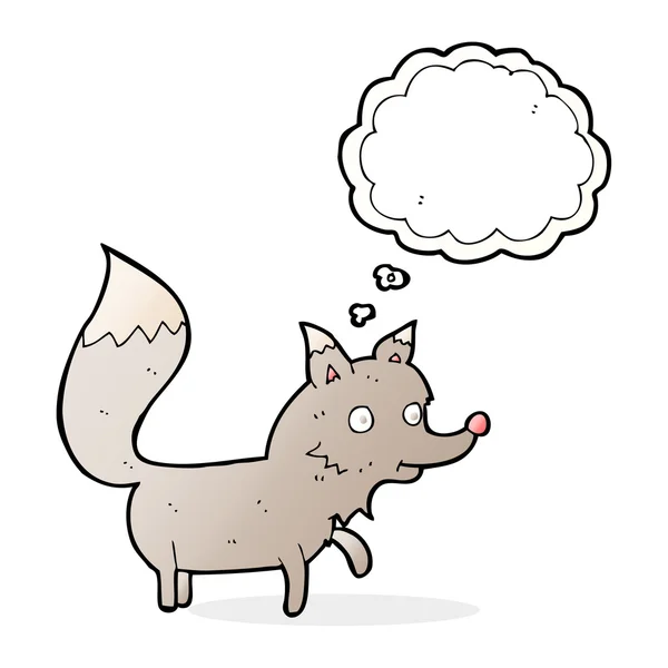 Louveteau loup dessin animé avec bulle de pensée — Image vectorielle