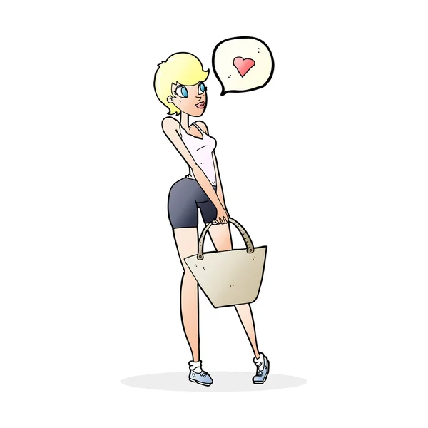 Cartoon Frau liebt Shopping — Stockvektor