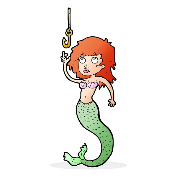 Cartoon mermaid och krok — Stock vektor