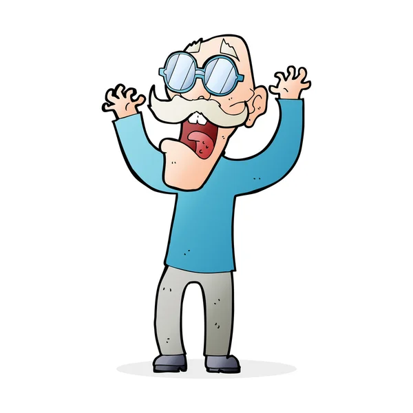 Desenho animado velho homem em óculos — Vetor de Stock