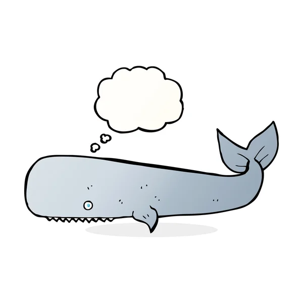 Cartoon walvis met gedachte zeepbel — Stockvector