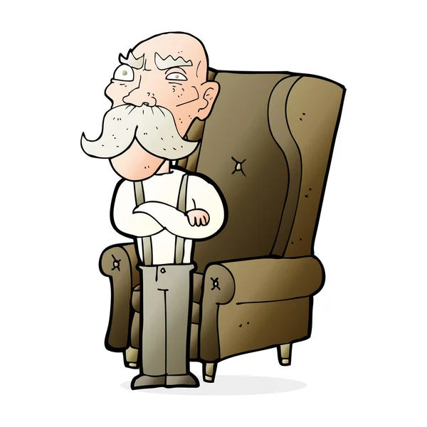 Cartone animato vecchio uomo e sedia — Vettoriale Stock