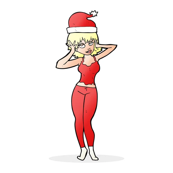 Femme dessin animé tout prêt pour Noël — Image vectorielle