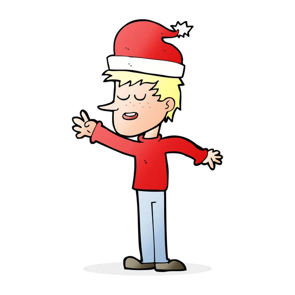 Homem dos desenhos animados pronto para o Natal —  Vetores de Stock