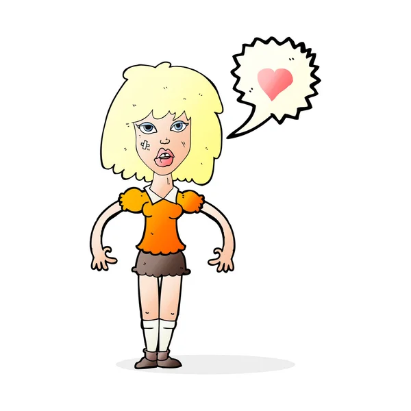 Cartoon taai vrouw verliefd — Stockvector