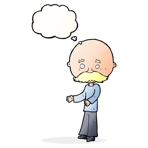 Καρτούν άνθρωπος με μουστάκι με φούσκα σκέψης — Διανυσματικό Αρχείο