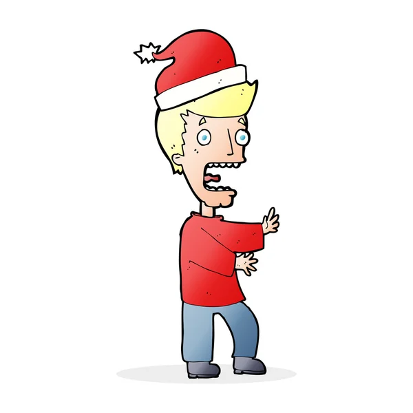 Hombre de dibujos animados listo para la Navidad — Vector de stock