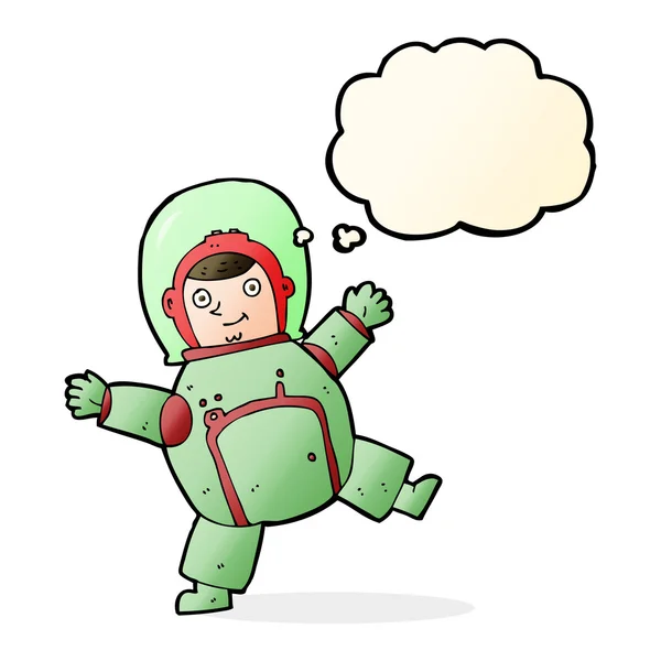 Astronauta cartone animato con bolla di pensiero — Vettoriale Stock