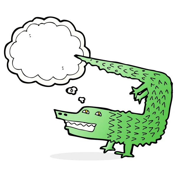 Cartoon krokodil met gedachte zeepbel — Stockvector