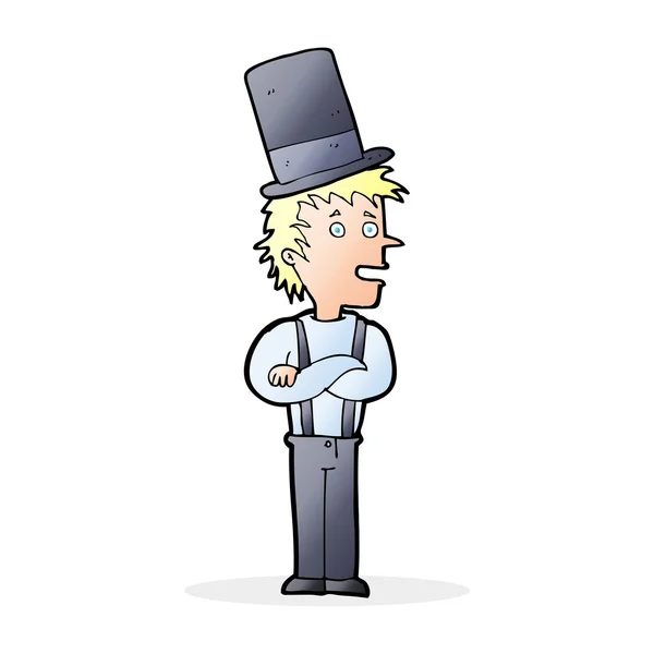 Kreskówka mężczyzna sobie top hat — Wektor stockowy