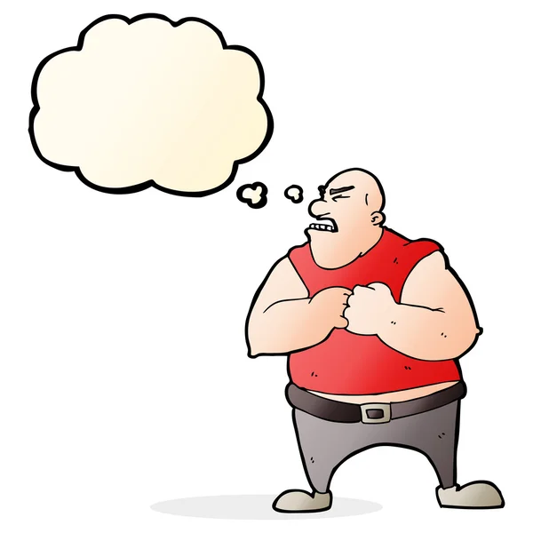 Cartoon violent man with thought bubble — Stock Vector