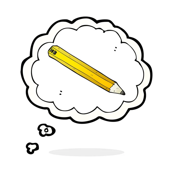 Lápis de desenho animado com bolha de pensamento — Vetor de Stock
