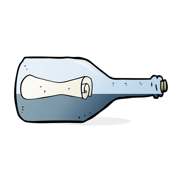 Mensaje en una botella de dibujos animados — Vector de stock