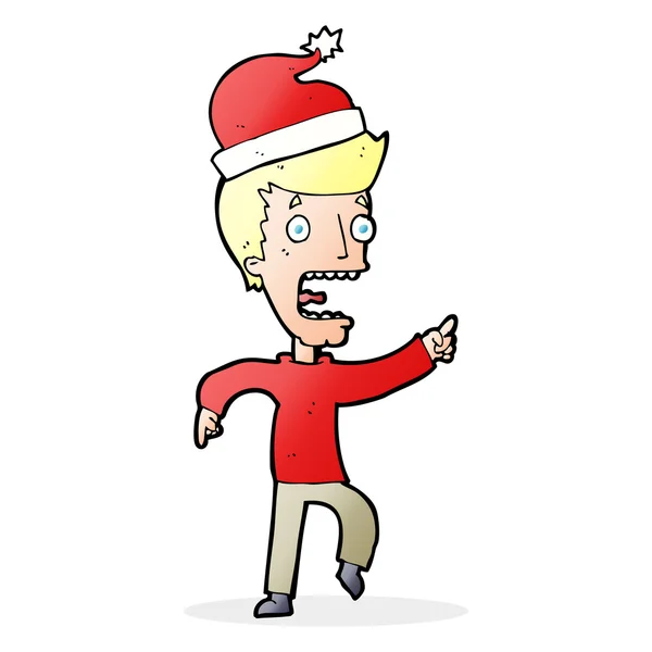 Cartoon man klaar voor Kerstmis — Stockvector