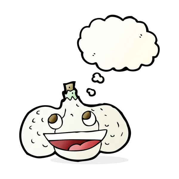Kartun bawang putih dengan pikiran gelembung - Stok Vektor