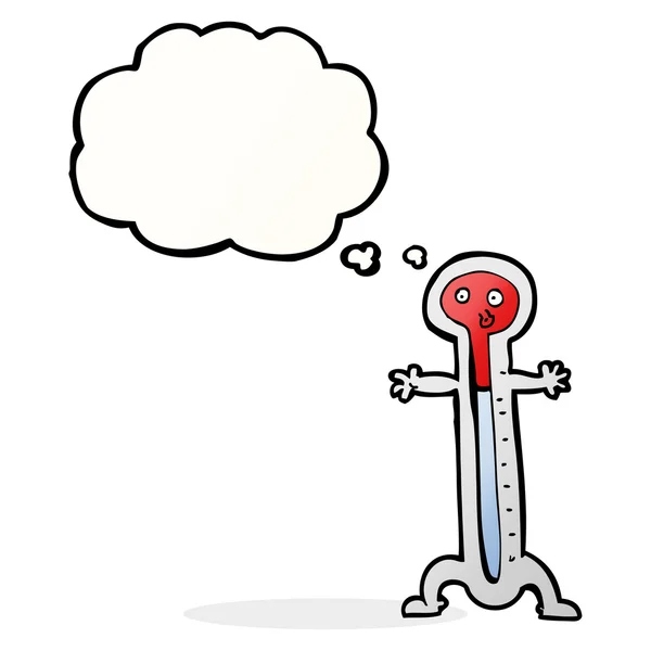 Thermomètre dessin animé avec bulle de pensée — Image vectorielle