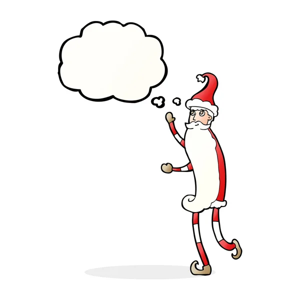 Cartoon skinny santa with thought bubble — Stock Vector