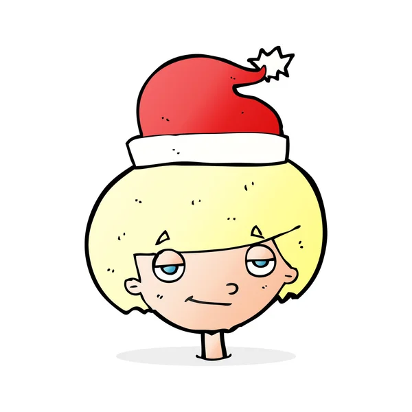 Cartoon boy in santa hat — Stock Vector