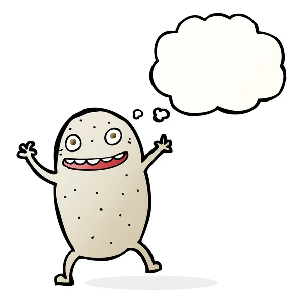 Tecknad glad potatis med tanke bubbla — Stock vektor