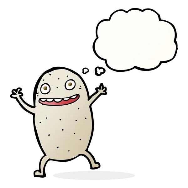 Cartoon happy potato with thought bubble — Stock Vector