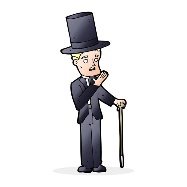 Hombre de dibujos animados con sombrero de copa — Vector de stock