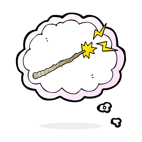 Cartoon magic wand with thought bubble — Stock Vector