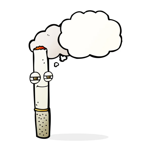 Dessin animé cigarette heureuse avec bulle de pensée — Image vectorielle