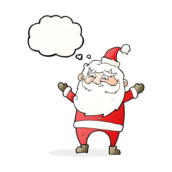 Cartoon happy santa claus with thought bubble — Stock Vector