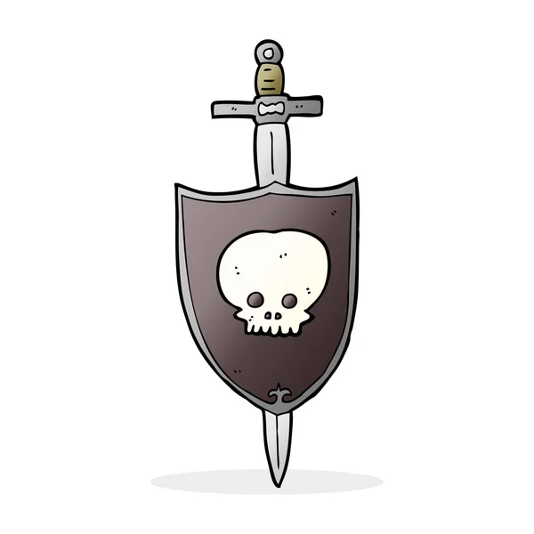 Espada e escudo dos desenhos animados — Vetor de Stock