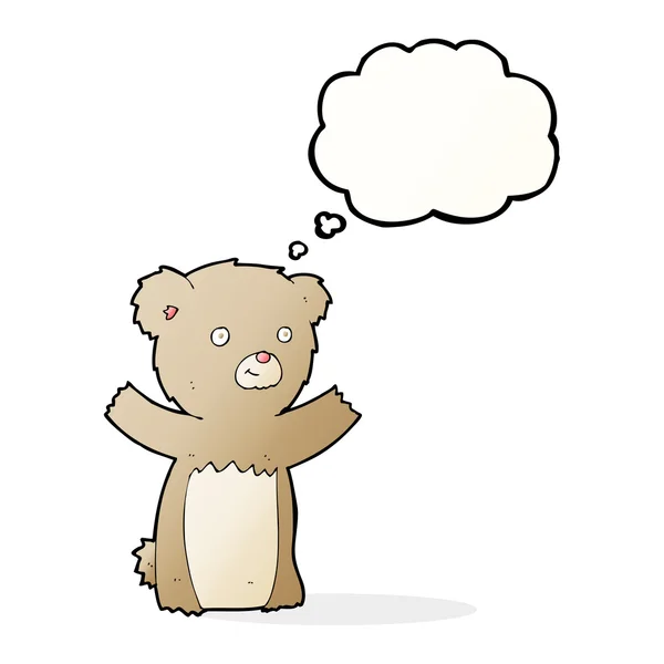 Cartoon teddy bear with thought bubble — Stock Vector