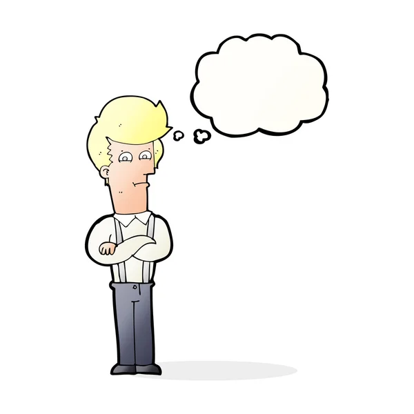 Καρτούν ενοχλημένος άνθρωπος με φούσκα σκέψης — Διανυσματικό Αρχείο