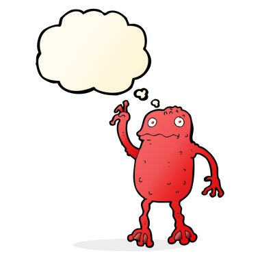 çizgi film zehirli kurbağa ile düşünce balonu