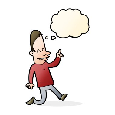 çizgi film mutlu adam düşünce baloncuğu ile işaret