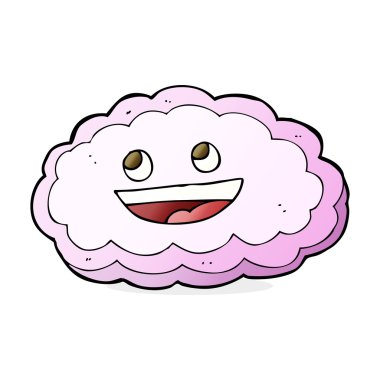 karikatür mutlu pembe bulut