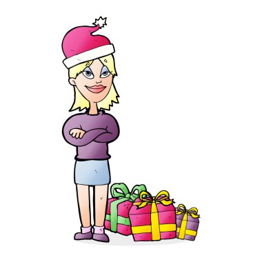 çizgi film kadın Noel için hazır