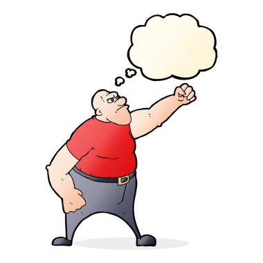 Düşünce baloncuğu olan kızgın bir adam.