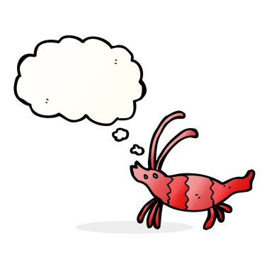 çizgi film karides ile düşünce balonu