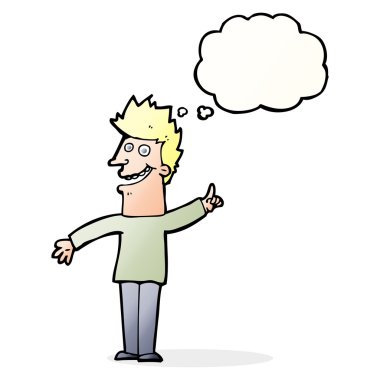 çizgi film mutlu adam düşünce baloncuğu ile