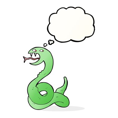 Düşünce baloncuklu tıslayan yılan.